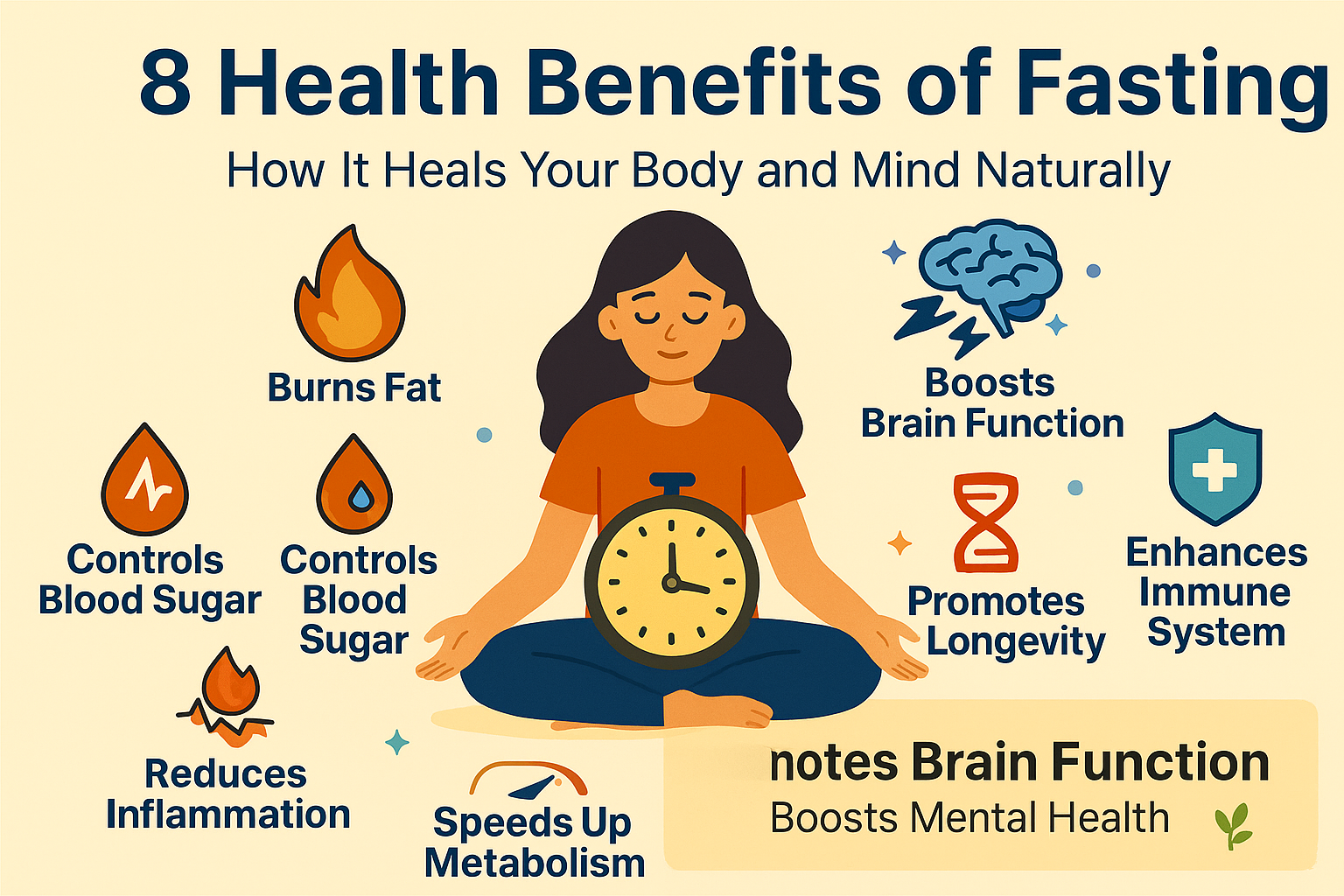 Diagram showing health benefits of fasting